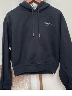 Off-White Black Crewneck Hoodie with Small Chest Logo